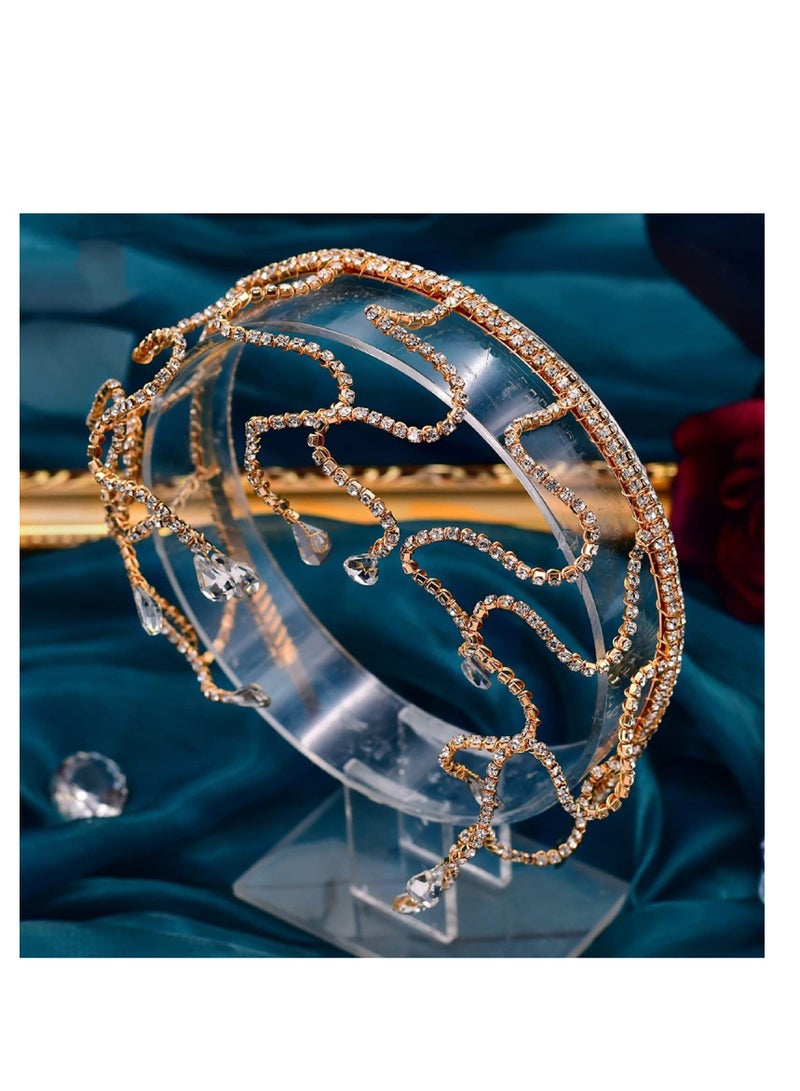 Loquat Rhinestone Hair Jewelry, Bride Wedding Headpiece, Rhinestone Bridal Hair Clips, Flapper Crystal Hair Chain Snake Head Chain Makeup Prom Party Photo Shoot Festival Hair Styling Accessories Girls (Gold) - Image 5