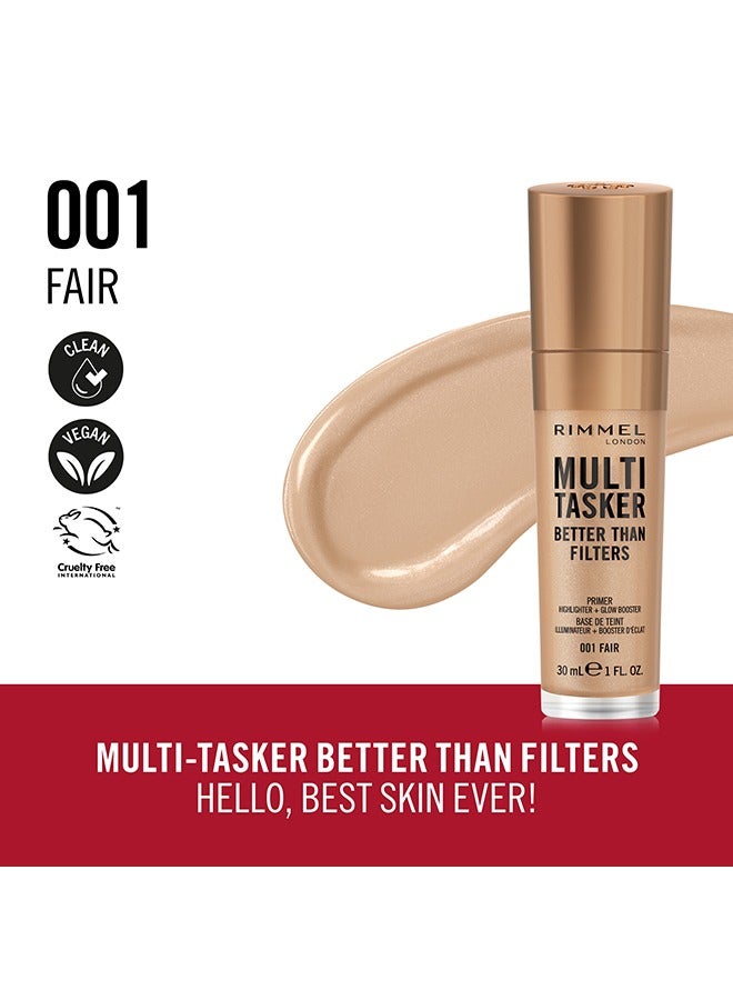 RIMMEL LONDON Multi-Tasker Better Than Filters Face Primer, Glow Booster and Highlighter - 001 - Fair, 30ml - Image 2