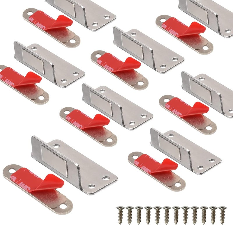 Mousike Cabinet Magnets Adhesive Strong Magnetic Door Catch Stainless Steel Kitchen Magnetic Latch Used to Close Cupboard Cabinet Closet Door Drawer(Silver 12Pack) - Image 1