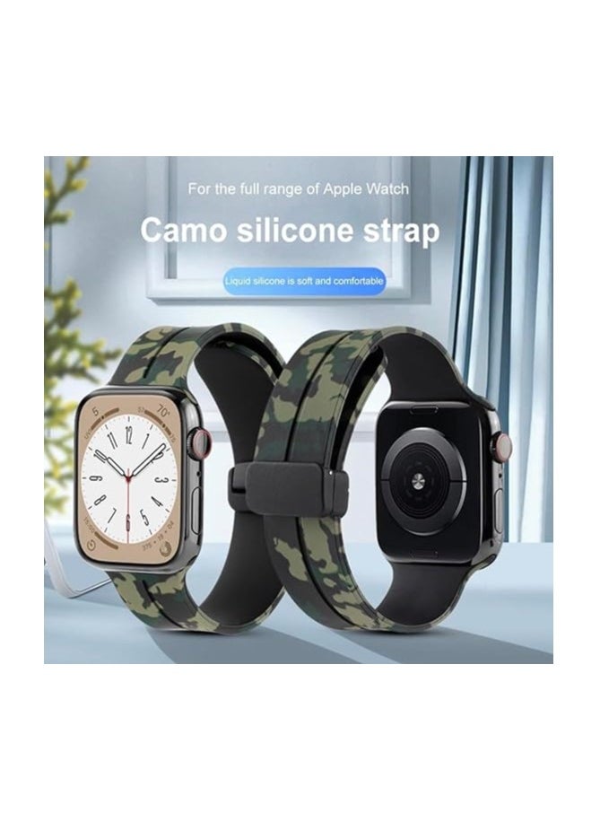 ten.tech - TenTech Silicone Magnetic Sports Band for Apple Watch Ultra/Ultra 2, Size 49mm 45mm 44mm 42, Soft Band for iWatch Series 9/8/7/6/5/4/3/2/1/SE - Army Green - Image 1