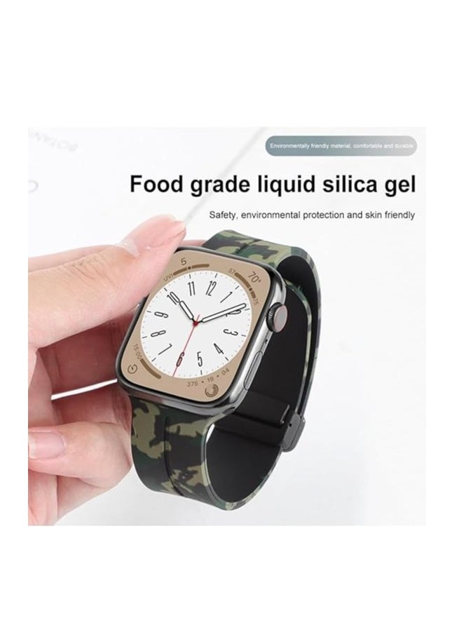 ten.tech - TenTech Silicone Magnetic Sports Band for Apple Watch Ultra/Ultra 2, Size 49mm 45mm 44mm 42, Soft Band for iWatch Series 9/8/7/6/5/4/3/2/1/SE - Army Green - Image 1