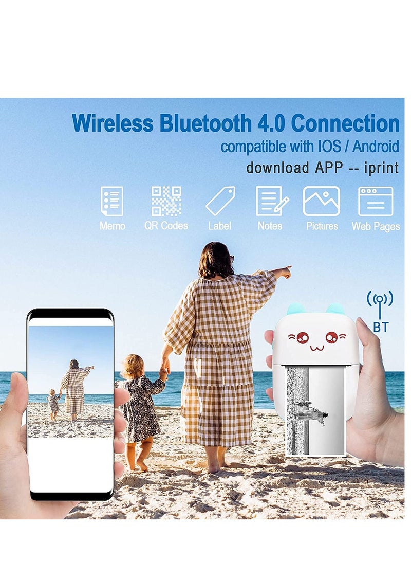 Portable Mini Pocket Printer Cute Thermal Printer with Thermal Printing Paper USB Cable for Note Photo Web Document Printing - Image 4