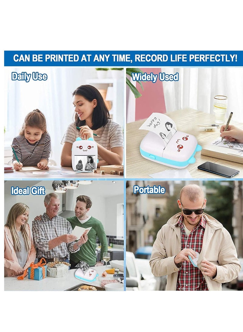 Portable Mini Pocket Printer Cute Thermal Printer with Thermal Printing Paper USB Cable for Note Photo Web Document Printing - Image 2