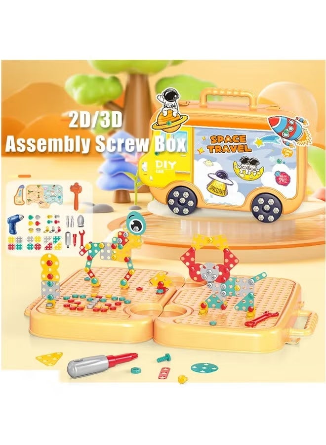 Kids Screwdriver Toy Set 224PCS Kids Tool Set Stem Building Toy  With Electric Screwdriver Kids Puzzle Assembly Kit DIY Puzzle Assembly Game Screw Driver Tool Set Screw Repair Disassembly Repair Toys for Girls Boys Ages 3 4 5 6 7 8 Years Old - Image 5
