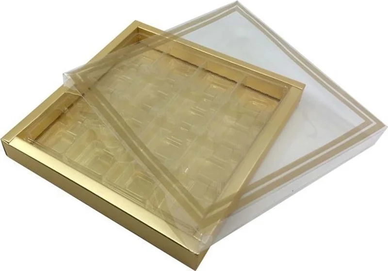Ambalaj Pazarı Packaging Market Acetate Gold Box with Lid and Separator 500 gr - 20 Packs