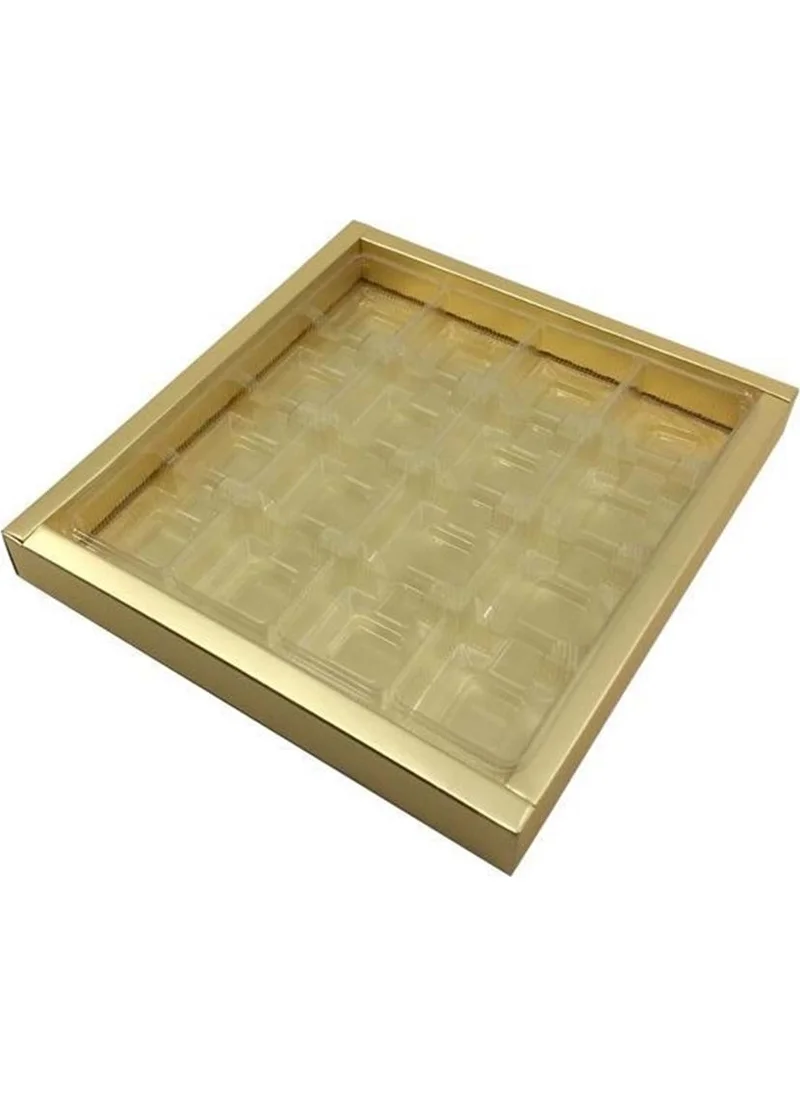 Ambalaj Pazarı Packaging Market Acetate Gold Box with Lid and Separator 500 gr - 20 Packs
