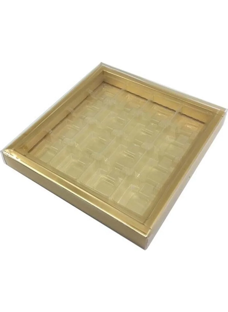 Ambalaj Pazarı Packaging Market Acetate Gold Box with Lid and Separator 500 gr - 20 Packs