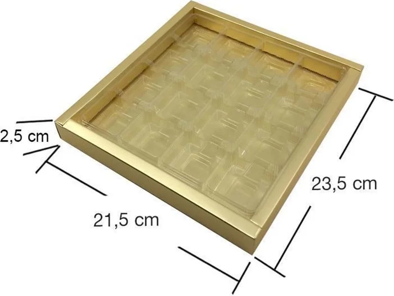 Ambalaj Pazarı Packaging Market Acetate Gold Box with Lid and Separator 500 gr - 20 Packs