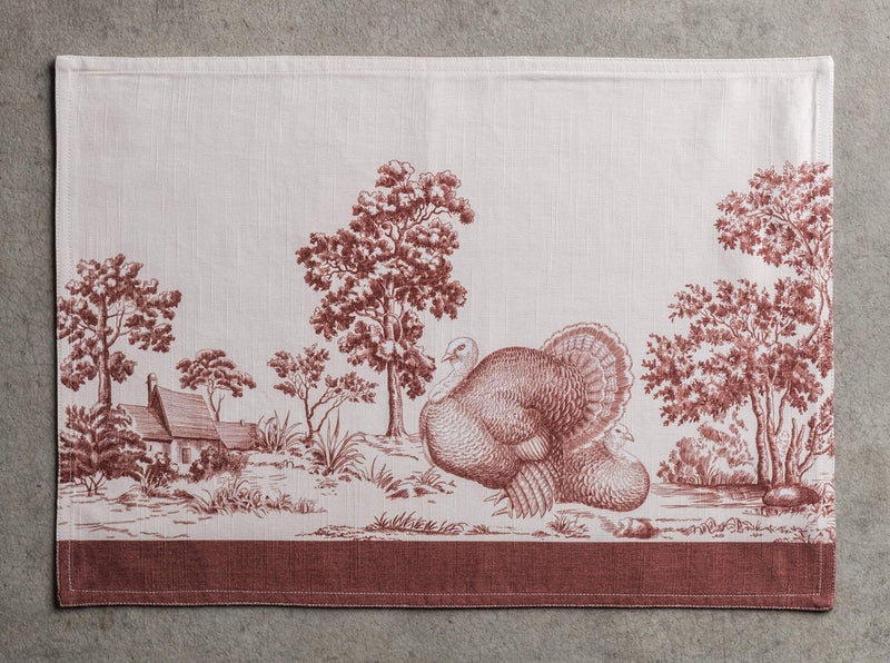 Maison d' Hermine Maison d' Hermine Cloth Placemat 100% Cotton Set of 4 Decorative Washable Place Mats Table Placemat  Dining  Kitchen  Parties & Camping  Holy Jouy - Brown -Thanksgiving/Christmas  - Image 1