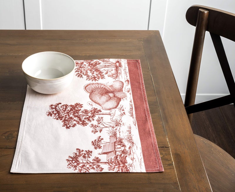 Maison d' Hermine Maison d' Hermine Cloth Placemat 100% Cotton Set of 4 Decorative Washable Place Mats Table Placemat  Dining  Kitchen  Parties & Camping  Holy Jouy - Brown -Thanksgiving/Christmas  - Image 4
