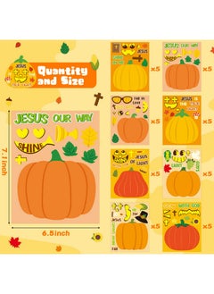 CY2SIDE Fall Religious Pumpkin Stickers - 40Pcs Jesus Pumpkin Make A Face Stickers Games For Kids School Reward Make Your Own Christian Pumpkin Stickers Fall Thanksgiving Party Favors Diy Pumpkin Game  - Image 2