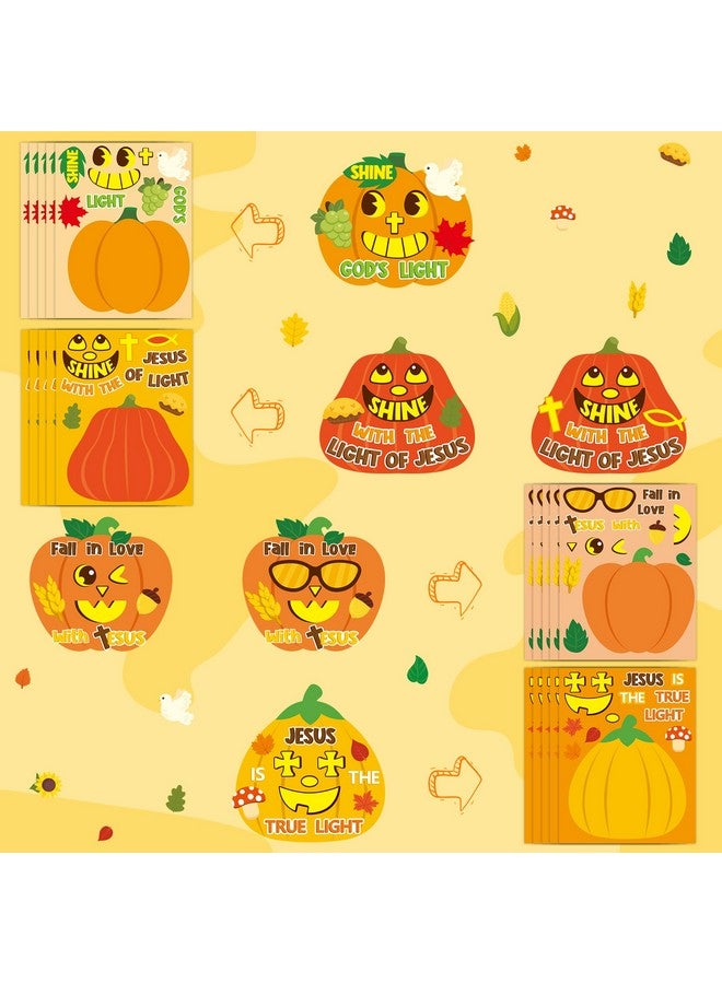 CY2SIDE Fall Religious Pumpkin Stickers - 40Pcs Jesus Pumpkin Make A Face Stickers Games For Kids School Reward Make Your Own Christian Pumpkin Stickers Fall Thanksgiving Party Favors Diy Pumpkin Game - Image 3