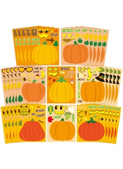 CY2SIDE Fall Religious Pumpkin Stickers - 40Pcs Jesus Pumpkin Make A Face Stickers Games For Kids School Reward Make Your Own Christian Pumpkin Stickers Fall Thanksgiving Party Favors Diy Pumpkin Game  - Image 1