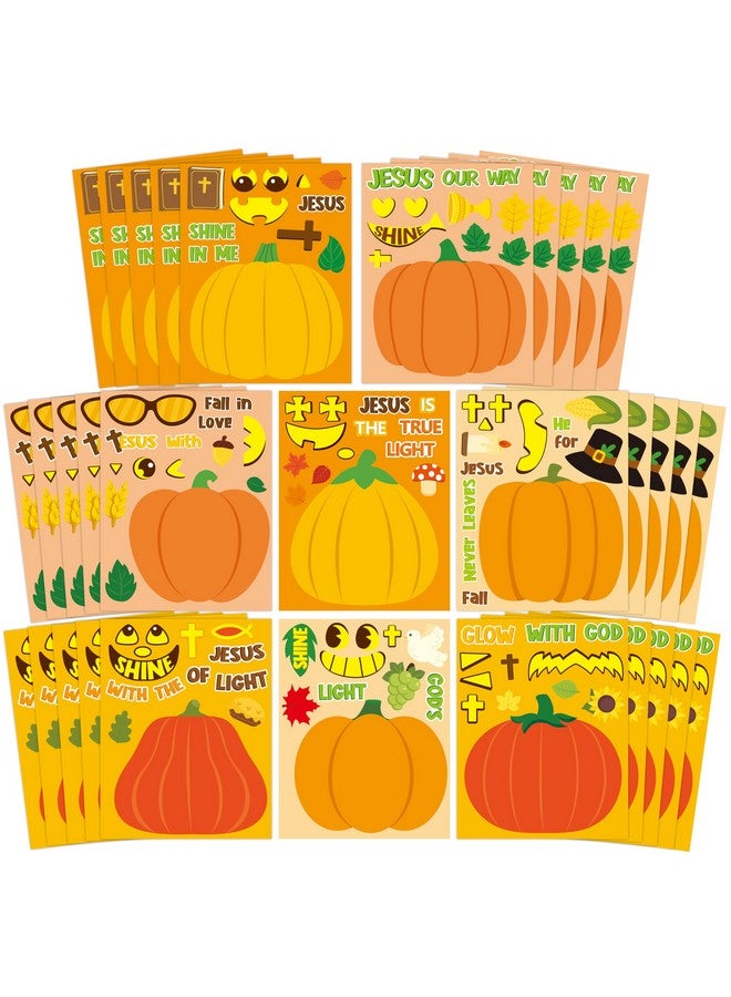 CY2SIDE Fall Religious Pumpkin Stickers - 40Pcs Jesus Pumpkin Make A Face Stickers Games For Kids School Reward Make Your Own Christian Pumpkin Stickers Fall Thanksgiving Party Favors Diy Pumpkin Game - Image 1
