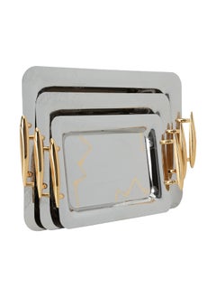 Alsaif Gallery A Rectangular Wooded Silver Steel Tofa Set With A Gilded Handle 3 Piece  - Image 1
