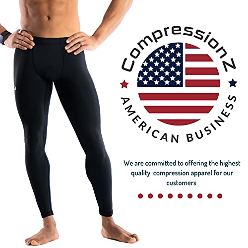 CompressionZ Men's Compression Pants for Workout, Sports|Base Layer Running Tights Leggings (Capri, Black, 2X-Large) - Image 5