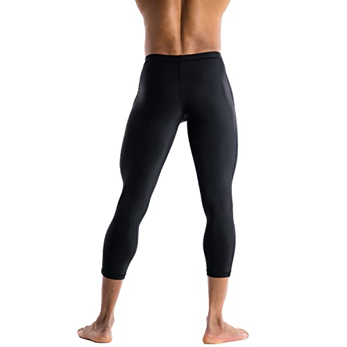 CompressionZ Men's Compression Pants for Workout, Sports|Base Layer Running Tights Leggings (Capri, Black, 2X-Large) - Image 2