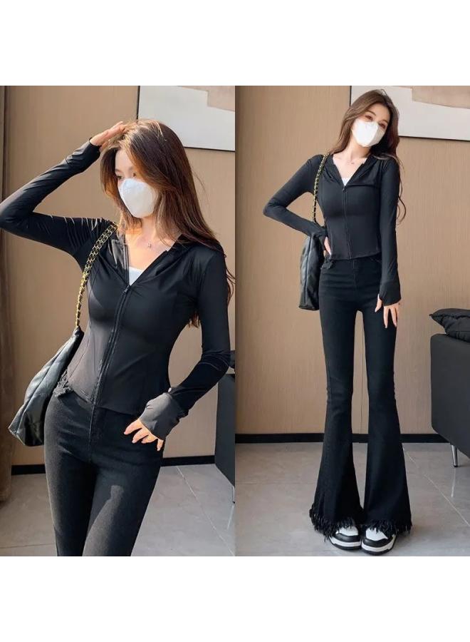 VUELO Pink Ice Silk Sun Protection Clothing Women's Summer Slim Yoga Clothing Coat Tight Top New Suit Cardigan  - Image 3