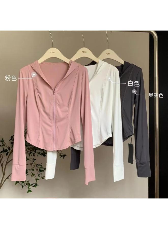 VUELO Pink Ice Silk Sun Protection Clothing Women's Summer Slim Yoga Clothing Coat Tight Top New Suit Cardigan  - Image 2