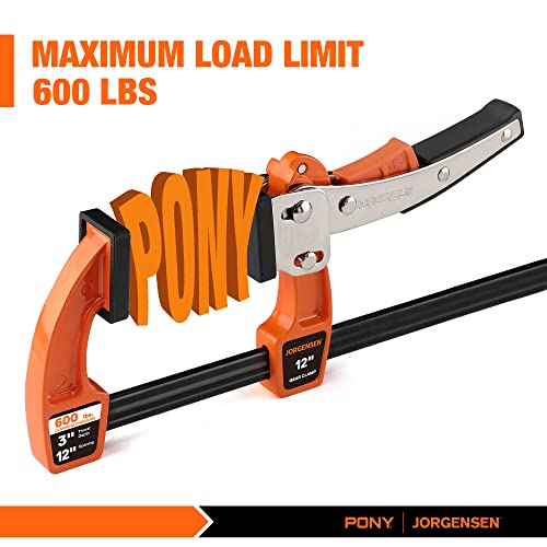 Jorgensen 12-inch Bar Clamp Set, Bar Clamp for Woodworking, Quick Release Gear Clamp with 600 lbs Load Limit - 2 Pack - Image 4
