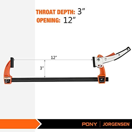 Jorgensen 12-inch Bar Clamp Set, Bar Clamp for Woodworking, Quick Release Gear Clamp with 600 lbs Load Limit - 2 Pack - Image 2