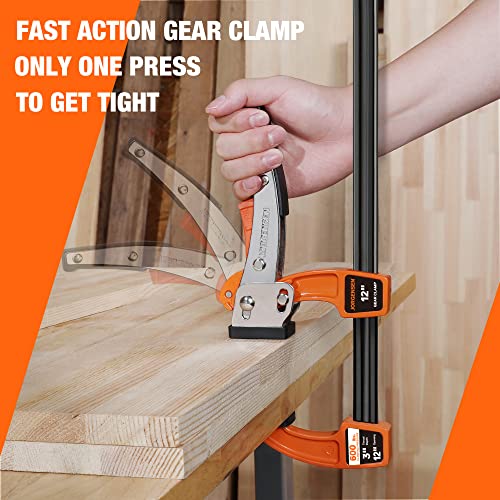 Jorgensen 12-inch Bar Clamp Set, Bar Clamp for Woodworking, Quick Release Gear Clamp with 600 lbs Load Limit - 2 Pack - Image 5