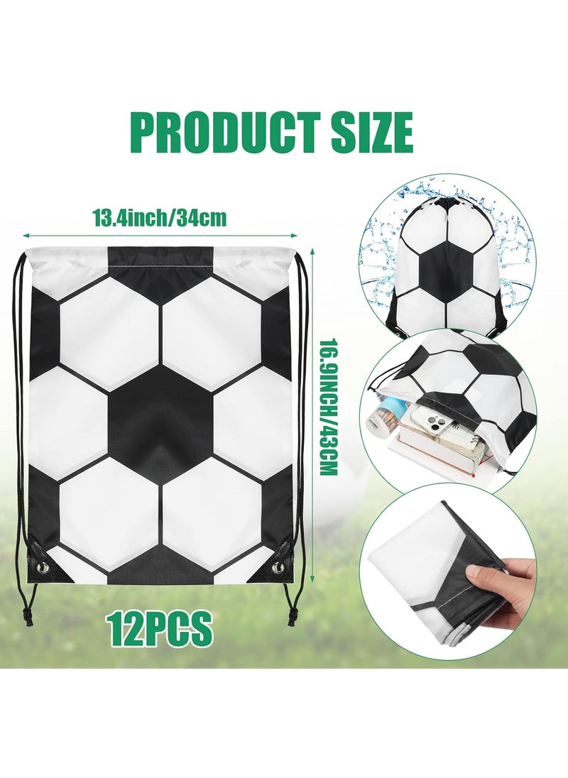 Reginary Reginary 12 Pcs Soccer Party Favor Bags Kid Large Soccer Drawstring Backpack Bag Sport Football Candy Snack Treat Party favor Football Goodie Supplies for Boy Girl 134 x 17 Inch  - Image 2