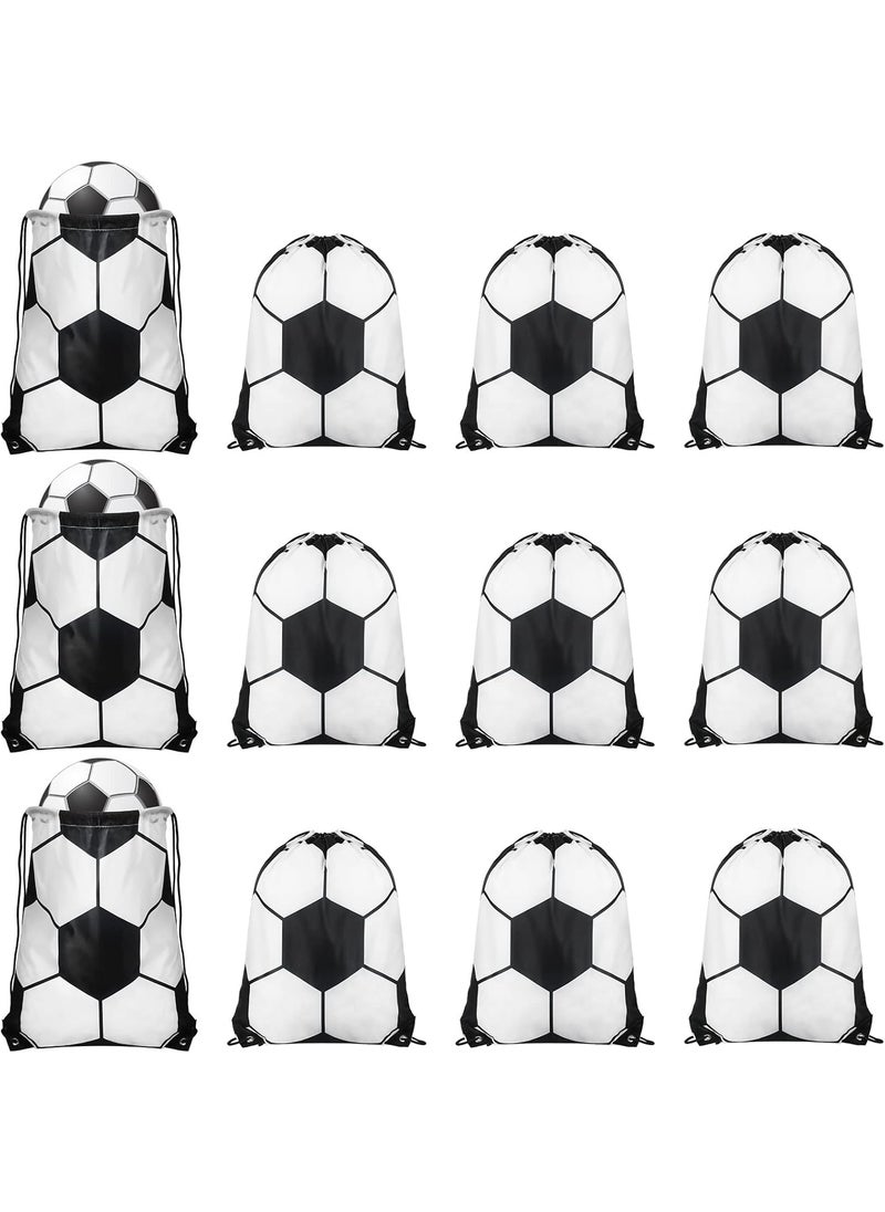 Reginary Reginary 12 Pcs Soccer Party Favor Bags Kid Large Soccer Drawstring Backpack Bag Sport Football Candy Snack Treat Party favor Football Goodie Supplies for Boy Girl 134 x 17 Inch  - Image 1