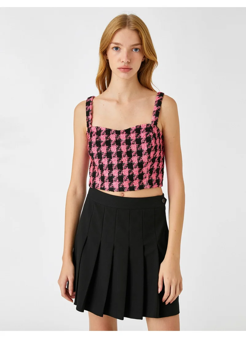 كوتون Tweed Bustier Sweetheart Neck Crop
