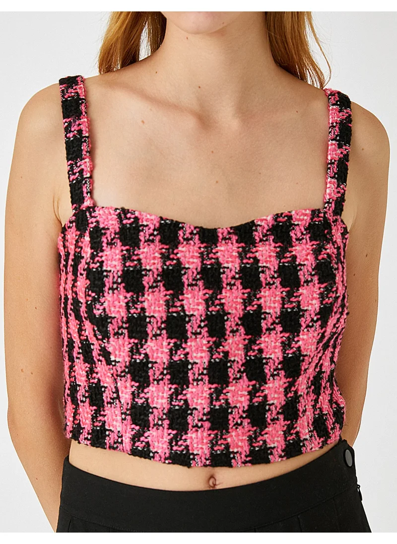 كوتون Tweed Bustier Sweetheart Neck Crop