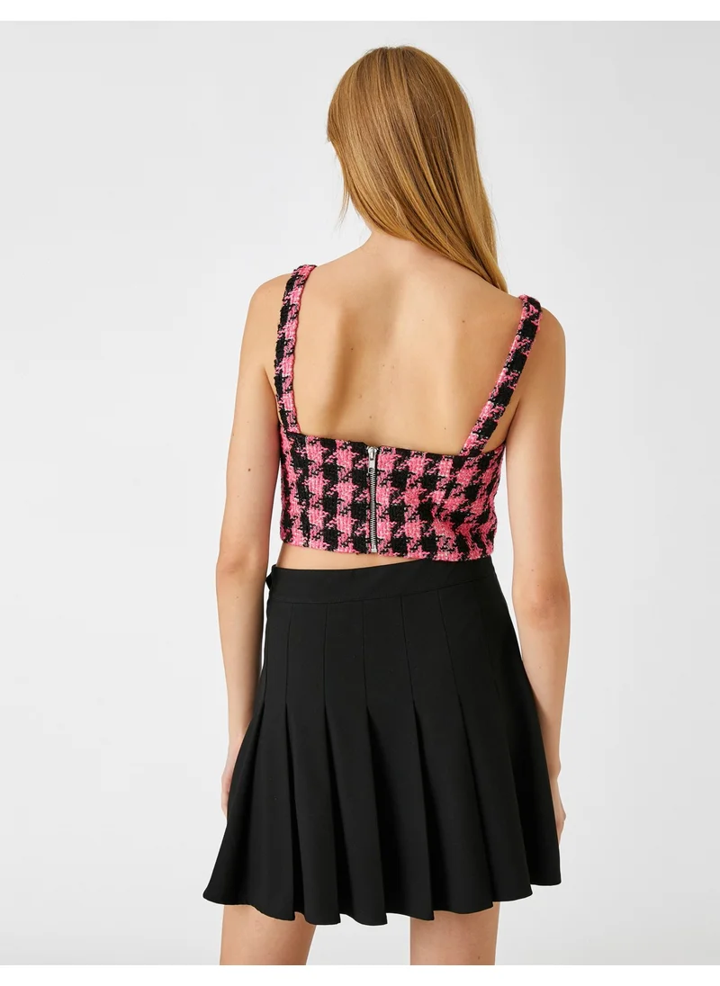 كوتون Tweed Bustier Sweetheart Neck Crop