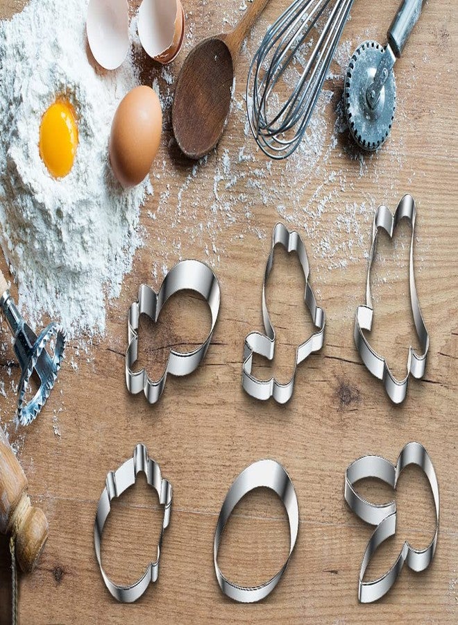 ABTOLS مجموعة قوالب تقطيع بسكويت عيد الفصح السعيد، 6 قطع، قوالب تقطيع بسكويت على شكل أرنب، بيضة، جزرة، سلة، مصنوعة من الفولاذ المقاوم للصدأ، قوالب عجينة سكر، قوالب بسكويت للمطبخ، الخبز، تزيين حفلات عيد الفصح - Image 4
