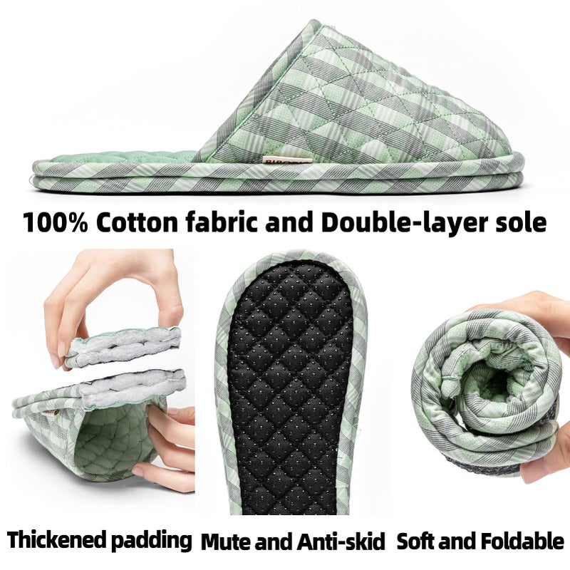 biroris 3 Pairs Women's Indoor House Slippers, Floral Cotton Closed Toe, Comfortable Washable Portable Foldable, for Guest Travel Hotel Airplane Spa - Image 5