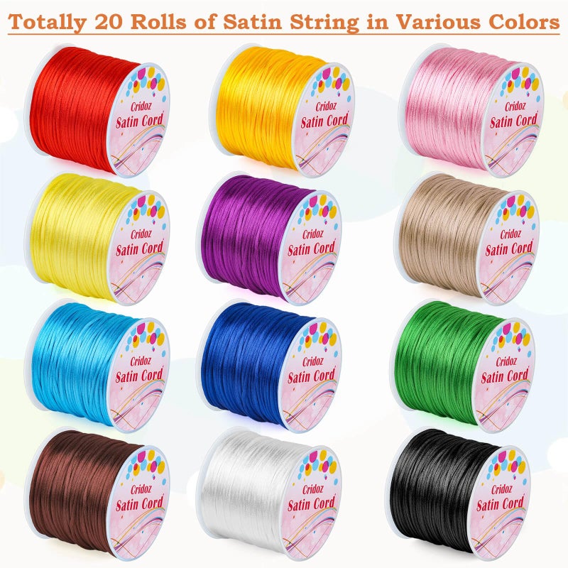 Cridoz 12 Rolls Nylon String for Bracelets, Satin Rattail Silk Cord Silky Beading String for Kumihimo, Braided Bracelets, Pendants Necklace, Macrame Craft, Keychains Lanyards, Jewelry Making - Image 2