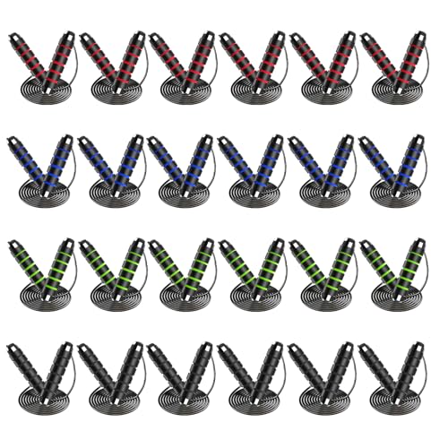 Xnluothsk 24 Pack Jump Ropes, Tangle-Free Speed Jumping Ropes with Foam Handles for Women Men, Adjustable Skipping Ropes for Fitness Workout Slim Body - Image 1