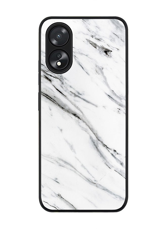 Stylizedd Rugged Black Edge case for Oppo A18 / Oppo A38, Slim fit Soft Case Flexible Rubber Edges Anti Drop TPU Gel Thin Cover - Marble Print Grey White - Image 1