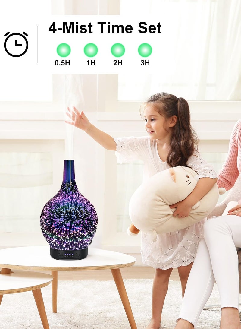 Essential Oil Diffuser Glass Aromatherapy Electric Ultrasonic Cold Mist Aromatherapy Diffuser Aromatherapy Oils 3D Color Diffuser,Whisper Quiet Waterless Auto Shut Off Home Office Spa Yoga 120ml - Image 3