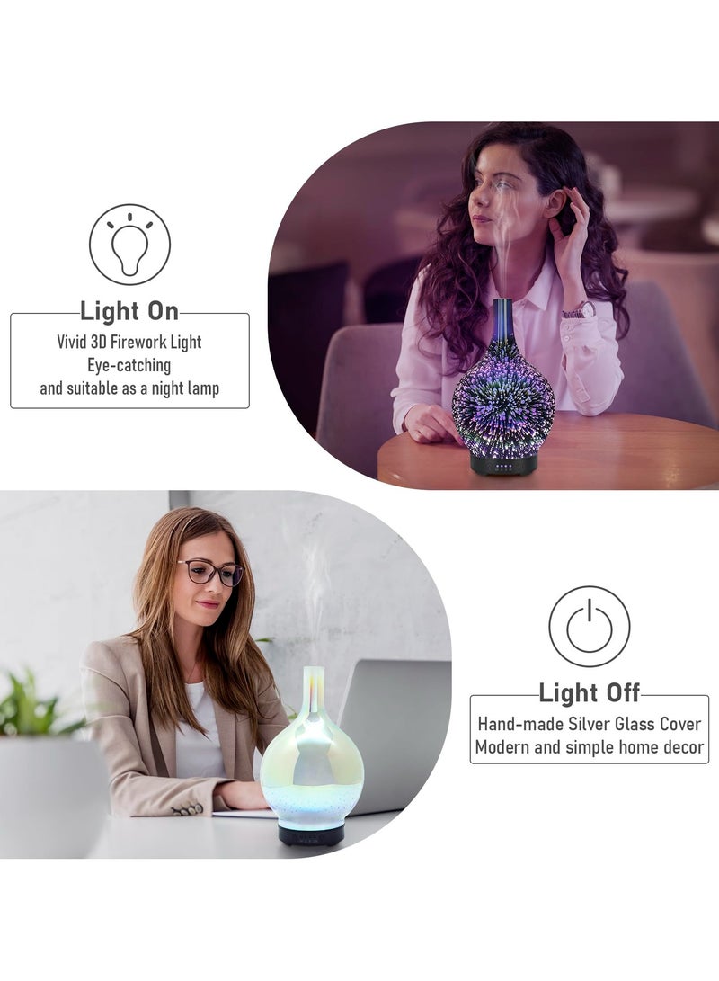 Essential Oil Diffuser Glass Aromatherapy Electric Ultrasonic Cold Mist Aromatherapy Diffuser Aromatherapy Oils 3D Color Diffuser,Whisper Quiet Waterless Auto Shut Off Home Office Spa Yoga 120ml - Image 4