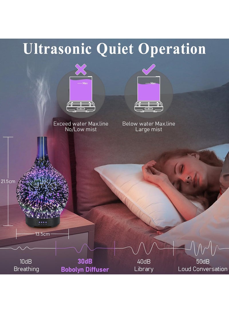 Essential Oil Diffuser Glass Aromatherapy Electric Ultrasonic Cold Mist Aromatherapy Diffuser Aromatherapy Oils 3D Color Diffuser,Whisper Quiet Waterless Auto Shut Off Home Office Spa Yoga 120ml - Image 5