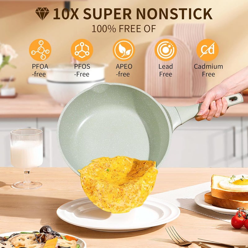 Xuanying 12 Inch Nonstick Saute Pan with Lid - 5.5Qt Large Deep Frying Skillet, PFOA/PFAS Free & Dishwasher Safe, All Stovetop Compatible Including Induction - Image 4