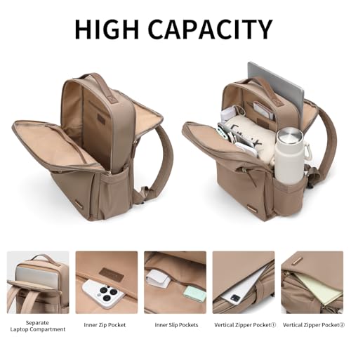 GOLF SUPAGS Stylish Laptop Backpack for Women Airline Approved Perfect for Work College and Travel MultiFunctional Casual Daypack Fits 156 Inch Notebook Champagne - Image 3