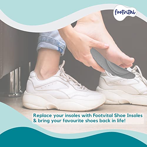 Footvital Memory Foam Shoe Insoles for Men and Women | Soft Cushioned Inserts for Long Standing and Walking | Supports Heel and Arch | Shock Absorbing | Moisture Absorbing | Lightweight Washable Insoles for All Shoes | 2 Pairs | Black | Size 8 - Image 5