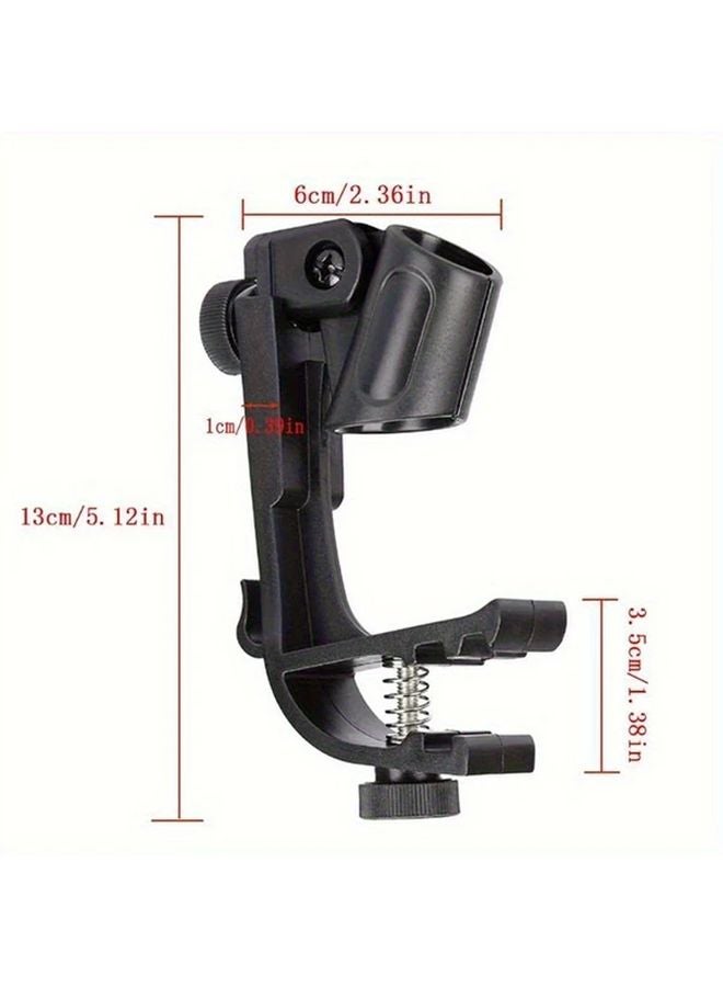 2 Pack Black Heavy Duty Drum Microphone Holders Adjustable Height Angle XLR - Image 3