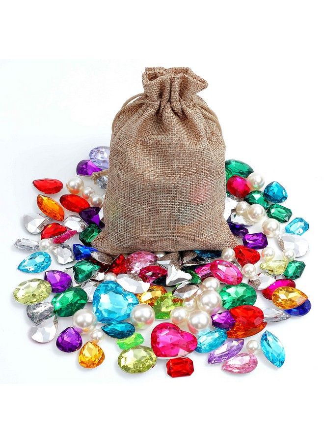 115Pcs Pirate Gems Fake Treasure Jewels With Pearls In Sack Bag Kids Pirate Party Favors - Image 3