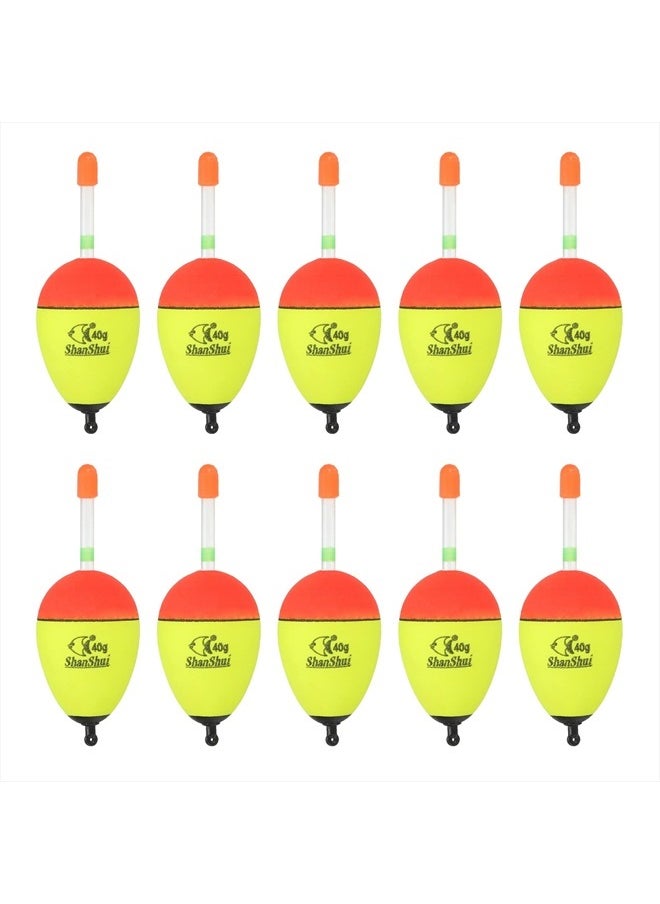 PATIKIL 1.4oz Fishing Bobbers, 10 Pack EVA Fishing Float for Saltwater Freshwater Fishing, Yellow  - Image 1