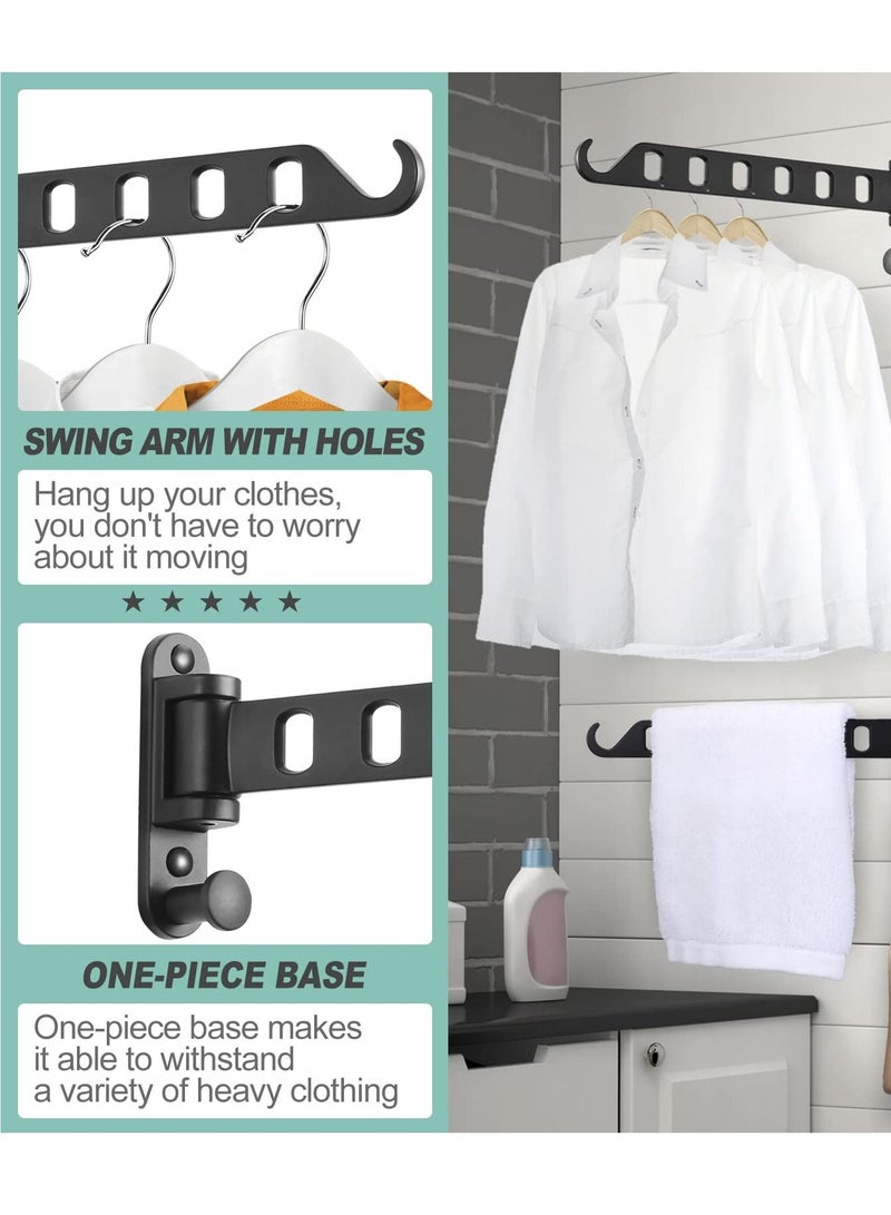 SYOSI Wall Mounted Clothes Hanger with Swing Arm, Laundry Room Dryer Rack, Folding Valet Hook, Sturdy Hanging, Foldable 180°Rotation - Image 2