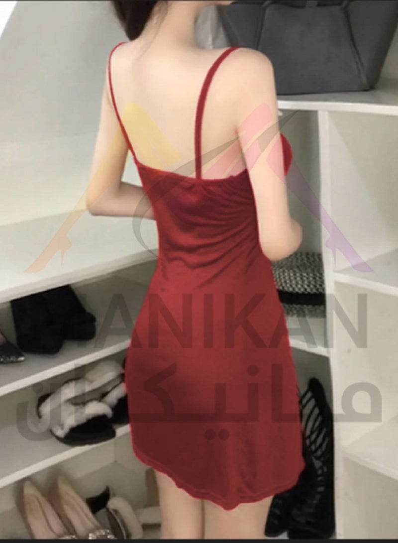 Women's Short Lingerie with One-Sided Open Design and Lace Trimmed Edges - Image 2