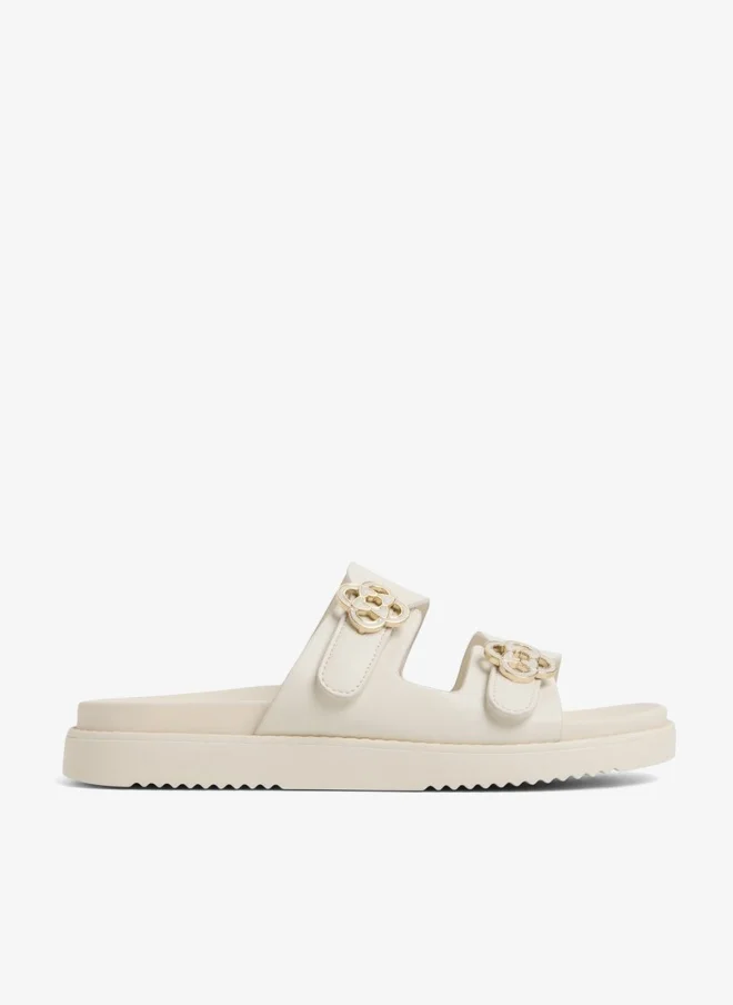 Delainey White Flat Sandals