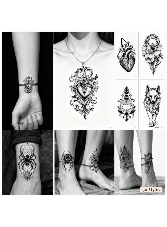 Gecomo 30 Pcs Dark Style Waterproof Temporary Tattoos - Skull/Animal Totems, Long-Lasting & Fade-Resistant, Stylish Arm Decor for Men & Women - Image 3