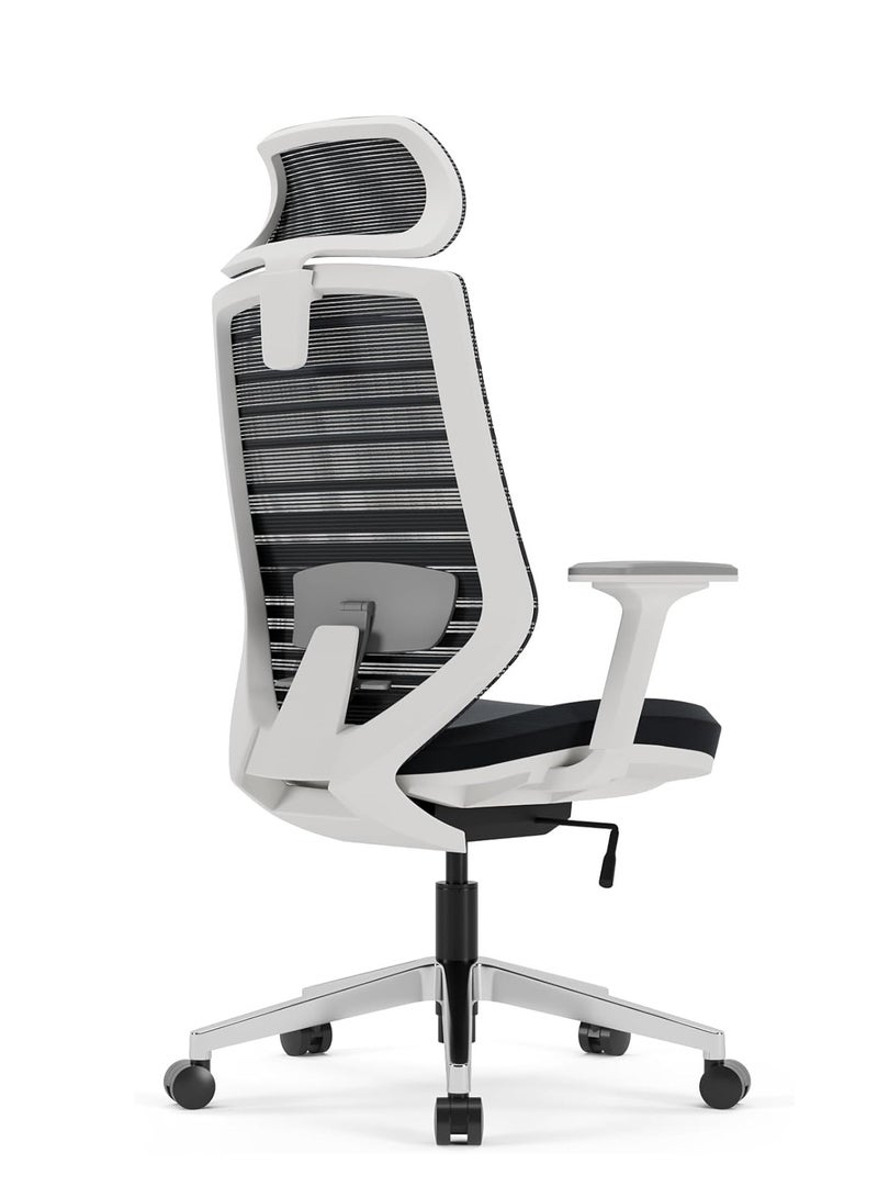 WORKSPACE Home Office Spirit Chair High Back White Frame Ergonomic Mesh Chair for Comfortable Workspace - Image 1